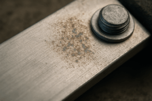 Close-Up of Aging Busbar Surface